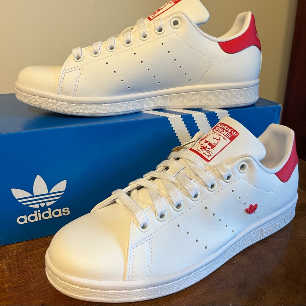 Adidas Women’s Stan Smith White/Red Heart Shoes